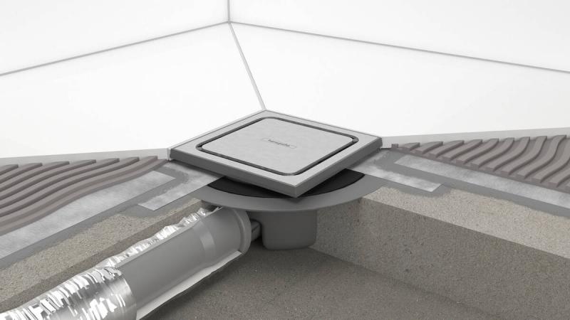 Hansgrohe RainDrain Spot kvadratisk afl&oslash;bssk&aring;l 150x150 mm med rist