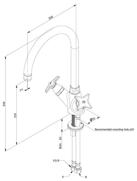 Toni krydsgreb k&oslash;kkenbatteri m/u-tud - Krom