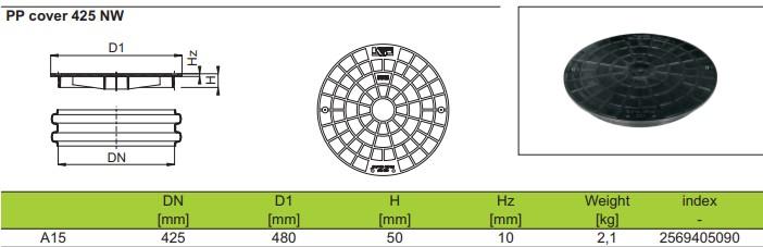 Kaczmarek 425 mm plastd&aelig;ksel til opf&oslash;ringsr&oslash;r