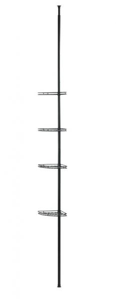 Wenko Prea teleskopisk hj&oslash;rnehylde til bad - Mat sort - Skruefri