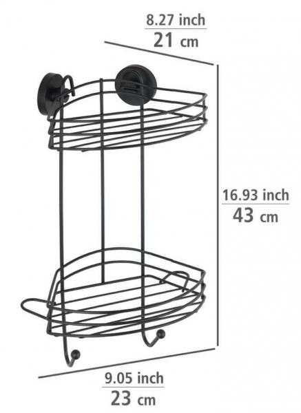 Wenko brusehylde til hj&oslash;rne - Mat sort - Skruefri
