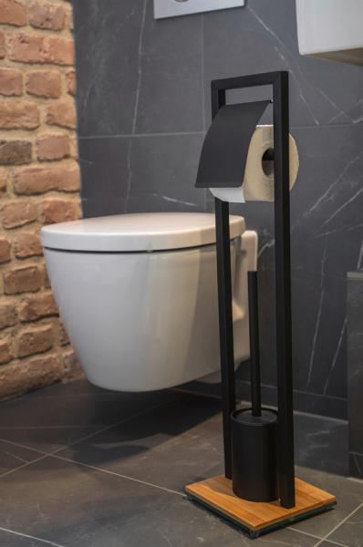 Wenko Bambusa toiletbørste og toiletpapirholder t/gulv - Sort/bambus Wenko Bambusa toiletbørste og toiletpapirholder t/gulv - Sort/bambus