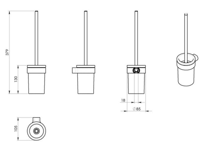 Hefe Piren toiletbørste til væg - Mat sort Hefe Piren toiletbørste til væg - Mat sort