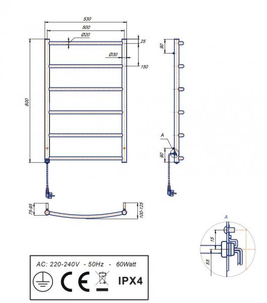 Kriss Sino h&aring;ndkl&aelig;det&oslash;rrer - 53x80 cm - Poleret rustfri st&aring;l