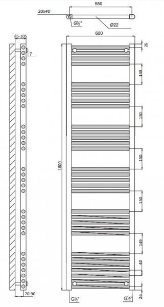Kriss Space Light h&aring;ndkl&aelig;det&oslash;rrer - 60x180 cm - Krom