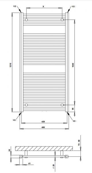 Str&oslash;mberg Asola h&aring;ndkl&aelig;det&oslash;rrer - 48x121 cm - Krom