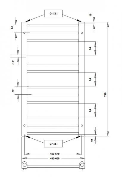 Strømberg Fabero el-håndklædetørrer - 48x79 cm - Krom Strømberg Fabero el-håndklædetørrer - 48x79 cm - Krom