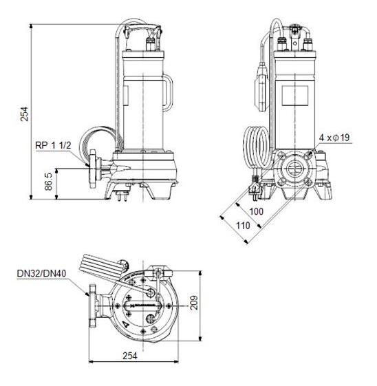 Grundfos Unilift APG afl&oslash;bspumpe 40.10.A1 type E/F