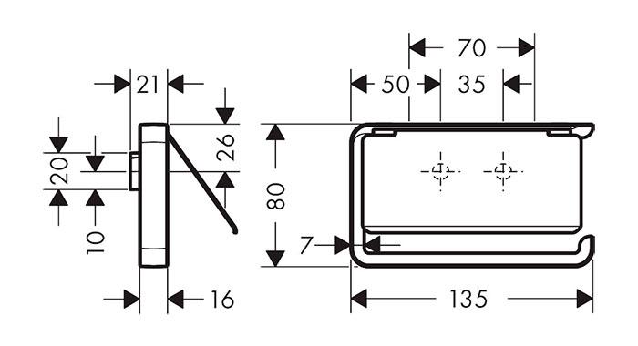 Axor Universal Softsquare toiletpapirholder m. l&aring;g - B&oslash;rstet r&oslash;dguld