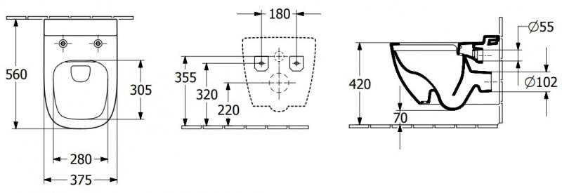 Villeroy & Boch Antheus Rimless v&aelig;gh&aelig;ngt toilet m/Ceramic+ - Hvid