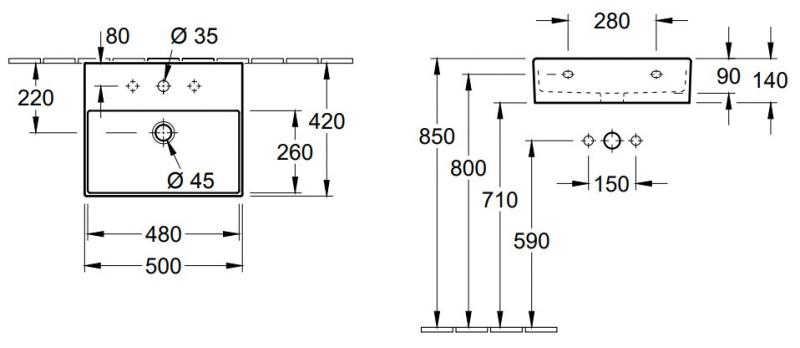 V&B Memento 2.0 50 håndvask t/væg V&B Memento 2.0 50 håndvask t/væg