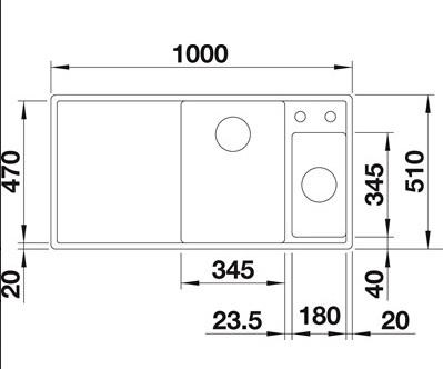 Blanco Axia III 6 S k&oslash;kkenvask - H&oslash;jre - Antracit