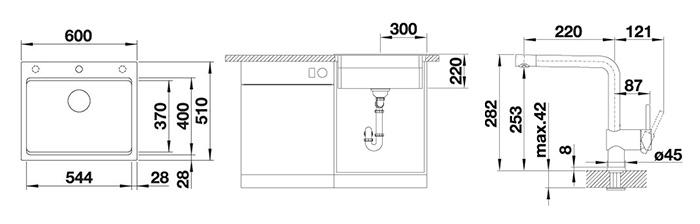 Blanco Etagon 6 k&oslash;kkenvask m/Linus k&oslash;kkenarmatur - Soft white