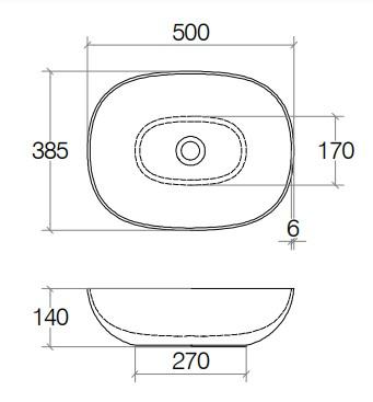 Cassøe 50 fritstående bowlevask - Uden overløb Cassøe 50 fritstående bowlevask - Uden overløb