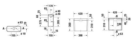 Duravit 1930 cisterne - Tilslutning side/bagp&aring;