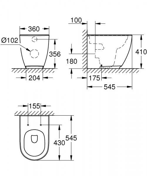 Grohe Essence Keramik gulvst&aring;ende toilet - Alpinhvid
