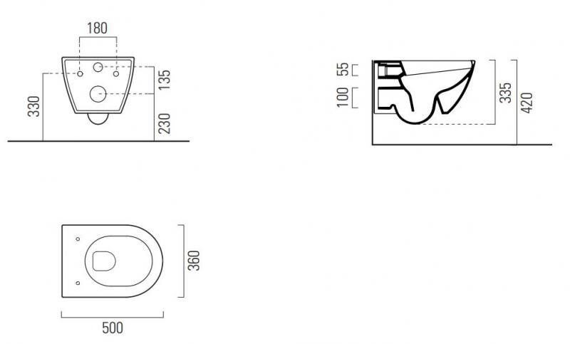 GSI Pura kompakt 50 væghængt toilet m/DualGlaze+ - Creta GSI Pura kompakt 50 væghængt toilet m/DualGlaze+ - Creta
