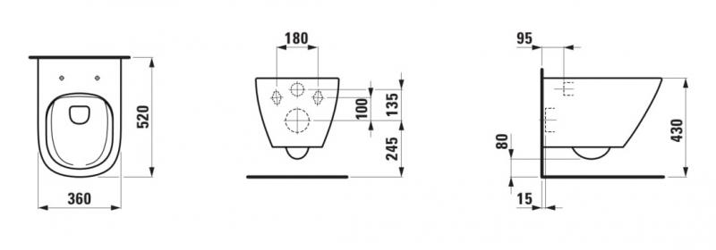 Laufen Lua RIMless v&aelig;gh&aelig;ngt toilet inkl. s&aelig;de m/softclose