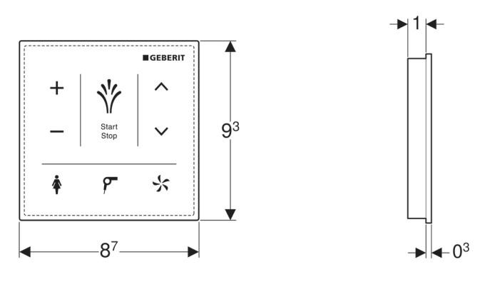 V&aelig;gkontrolpanel til Geberit AquaClean - Sort glas