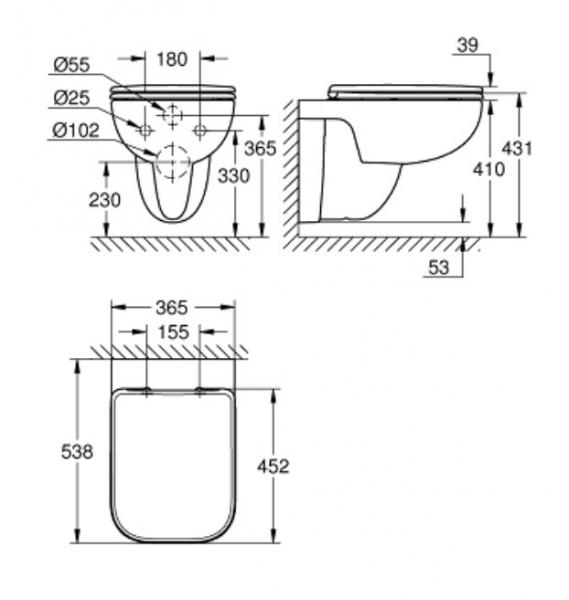 Grohe Start Edge rimless væghængt toilet m/soft close sæde Grohe Start Edge rimless væghængt toilet m/soft close sæde