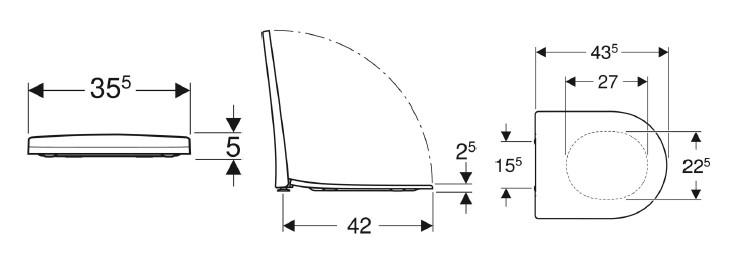 Geberit Acanto toilets&aelig;de m/softclose og Qucikrelease - Hvid