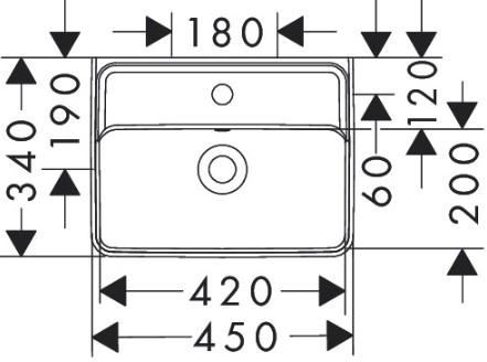 hansgrohe Xanuia Q 45 kompakt h&aring;ndvask t/v&aelig;g - 1 hanehul