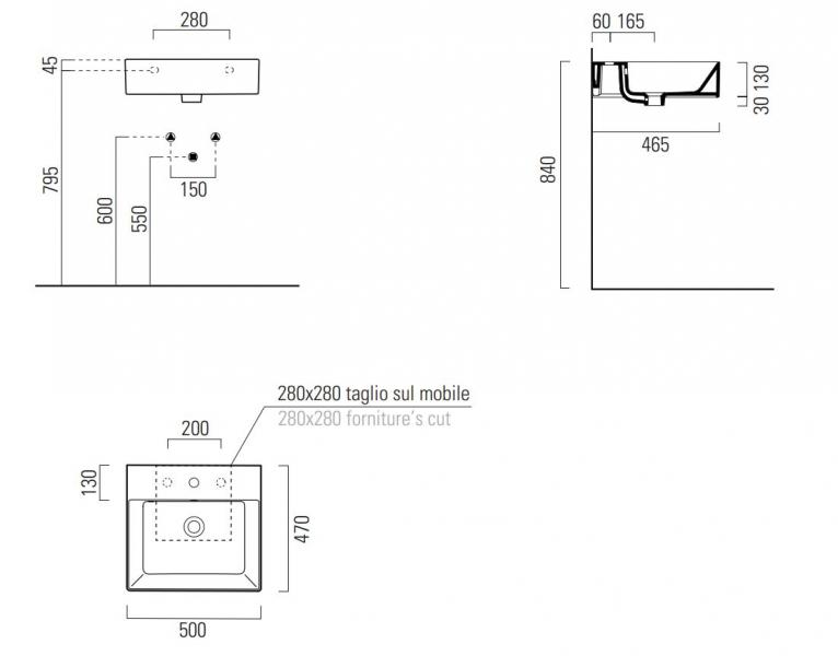 GSI Kube X 50 h&aring;ndvask t/v&aelig;g - ExtraGlaze