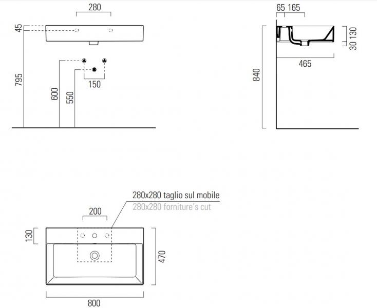 GSI Kube X 80 h&aring;ndvask t/v&aelig;g - ExtraGlaze