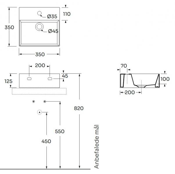 Lavabo Elegance SQ35 h&aring;ndvask t/v&aelig;g eller m&oslash;bel - 1 hanehul - Nature Green