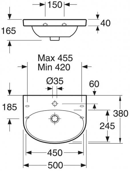 Gustavsberg Nautic 50 h&aring;ndvask t/v&aelig;g - Uden hanehul