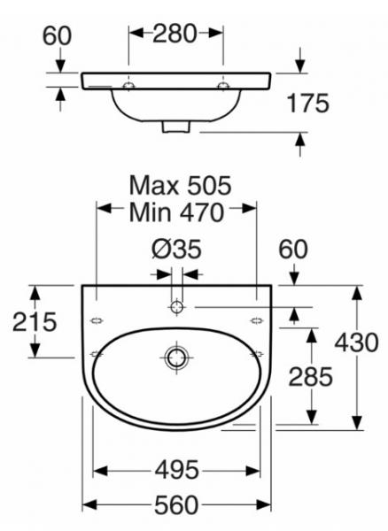 Gustavsberg Nautic 56 h&aring;ndvask t/v&aelig;g - Uden hanehul