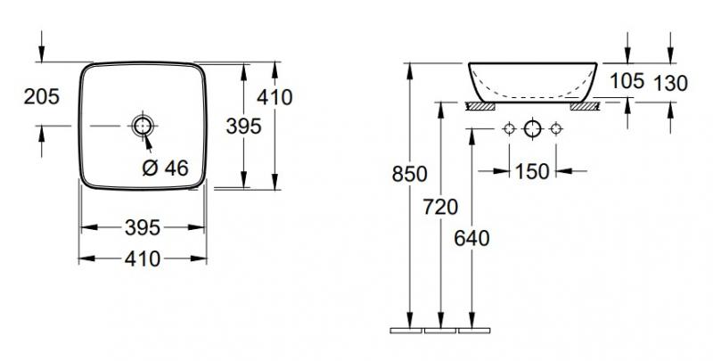 V&B Artis 41 fritst&aring;ende bowlevask - Uden overl&oslash;b