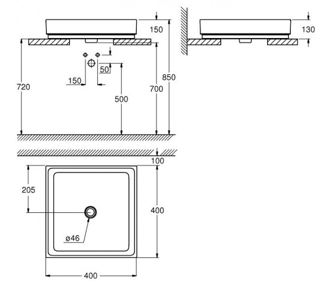 Grohe Cube 40 fritstående bowlevask - PureGuard Grohe Cube 40 fritstående bowlevask - PureGuard