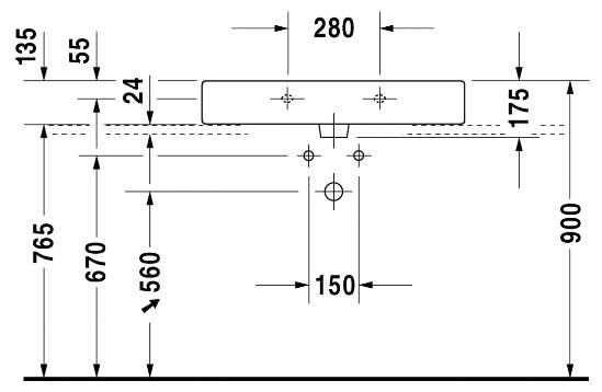 Duravit Vero 80 bowlevask op til væg - Uden hanehul Duravit Vero 80 bowlevask op til væg - Uden hanehul