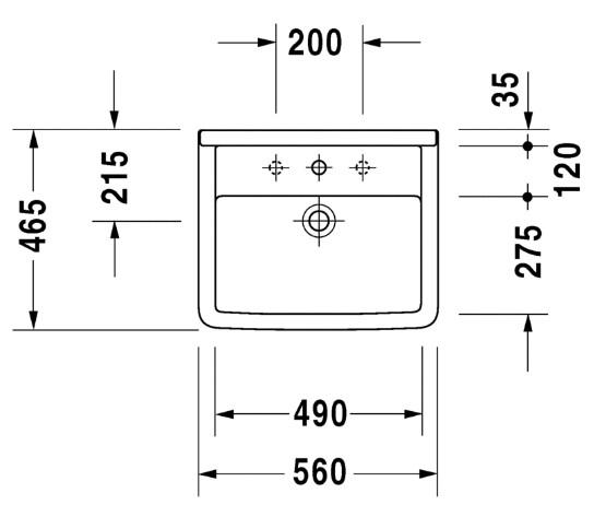 Duravit Starck 3 56 håndvask t/nedfældning Duravit Starck 3 56 håndvask t/nedfældning