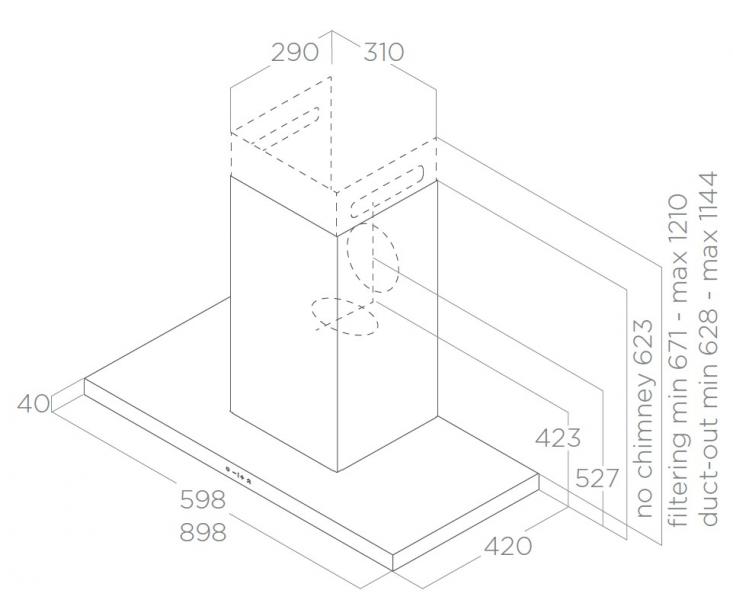 Eico Thin P 90 X emhætte til vægmontering - Rustfrit stål Eico Thin P 90 X emhætte til vægmontering - Rustfrit stål