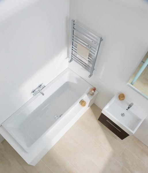 Str&oslash;mberg Quantum badekar t/indbygning - 170 x 70 - 2 rygl&aelig;n - m/Carronite