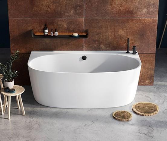 Str&oslash;mberg Arden Back-To-Wall badekar 1600 x 860 mm - Mat hvid