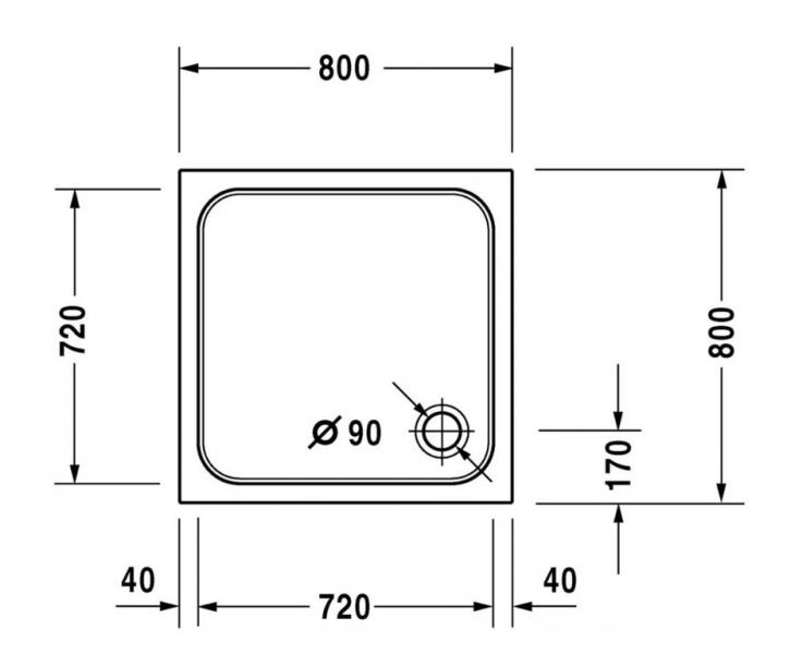 Duravit D-Code brusekar 800x800mm