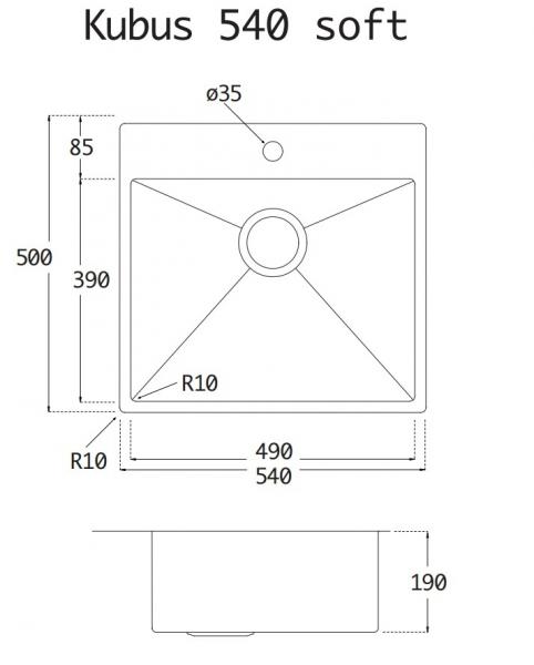 Lavabo Kubus 540 Soft k&oslash;kkenvask - Kobber