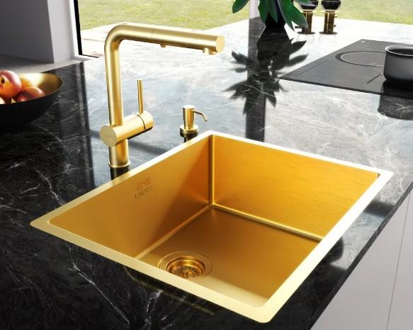 Lavabo Kubus 500 Soft k&oslash;kkenvask - &AElig;gte messing