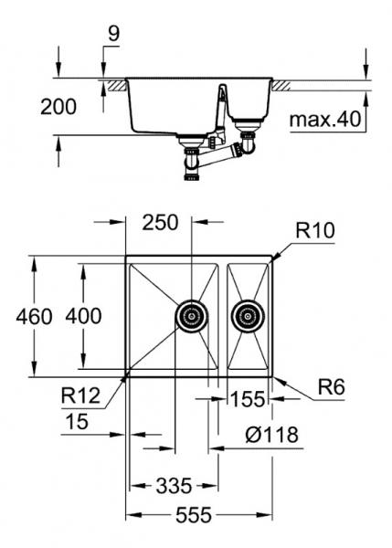 Grohe K500 køkkenvask i komposit m/skylleskål - Sort granit Grohe K500 køkkenvask i komposit m/skylleskål - Sort granit