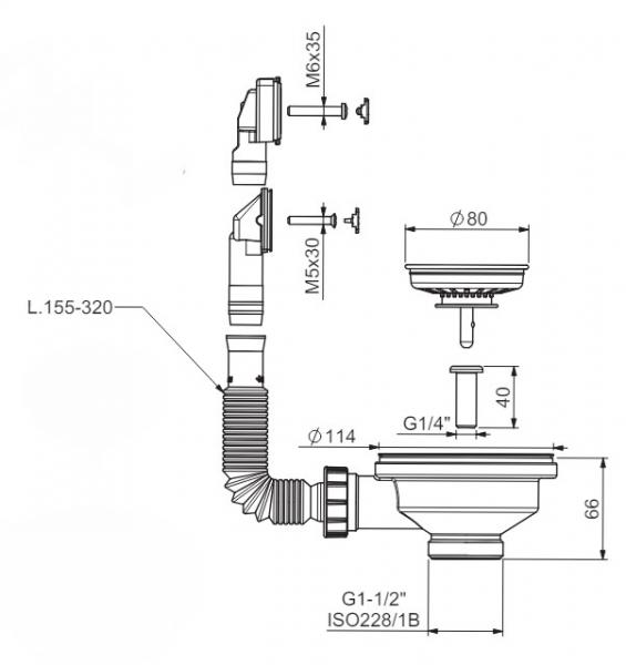 Lavabo universal bundventil til k&oslash;kkenvask - Sort