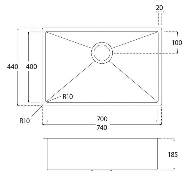 Lavabo Kubus 700 Soft k&oslash;kkenvask