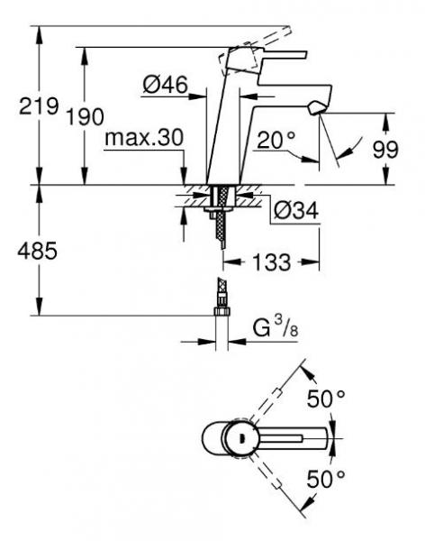 Grohe Concetto M h&aring;ndvaskarmatur u/bundventil