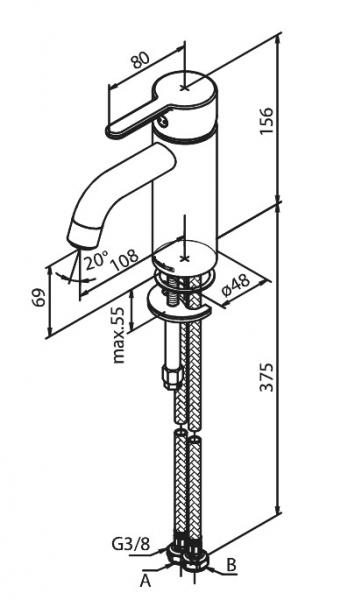 Damixa Silhouet S håndvaskbatteri u/bundventil - Børstet messing Damixa Silhouet S håndvaskbatteri u/bundventil - Børstet messing