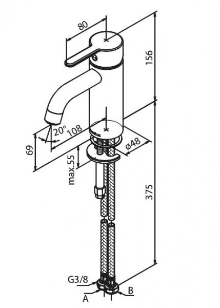 Damixa Silhouet S h&aring;ndvaskbatteri u/bundventil - B&oslash;rstet kobber