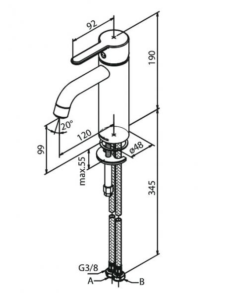 Damixa Silhouet håndvaskbatteri u/bundventil - Børstet grafitgrå Damixa Silhouet håndvaskbatteri u/bundventil - Børstet grafitgrå