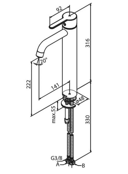 Damixa Silhouet L h&aring;ndvaskbatteri u/bundventil - Mathvid