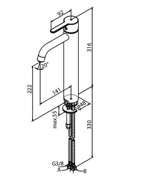 Damixa Silhouet L håndvaskbatteri u/bundventil - Matsort Damixa Silhouet L håndvaskbatteri u/bundventil - Matsort